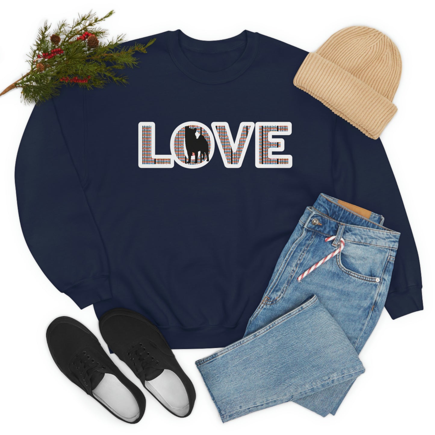 Shiba Inu Sweatshirt - 'LOVE' Shiba's Design - Crewneck Sweatshirt - Soft, Warm, and Stylish Great Warm Shiba Inu Gift for a Shiba Inu Lover