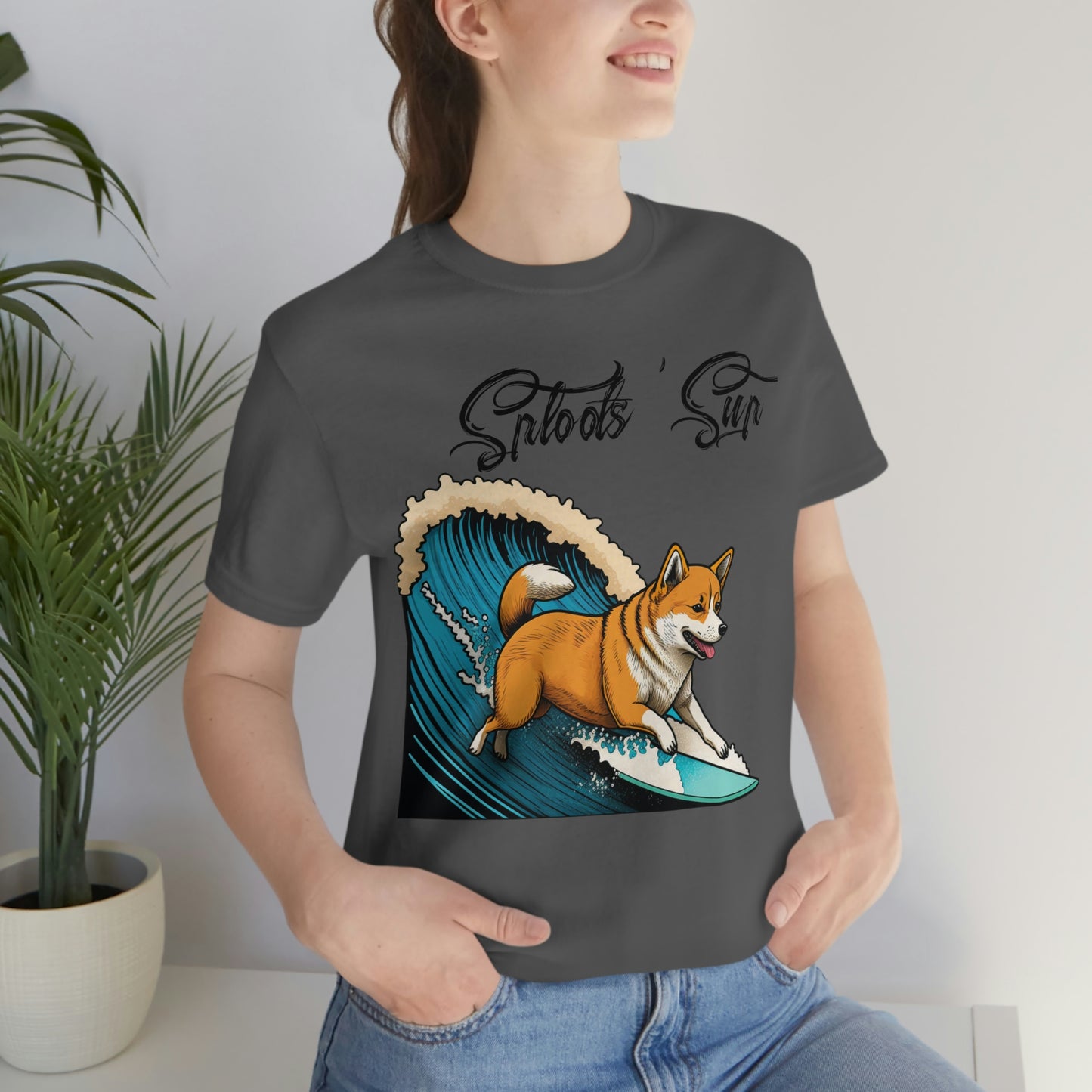 Sploots 'Sup Surfin' Shiba Inu | Black Ink | Short Sleeve Tee