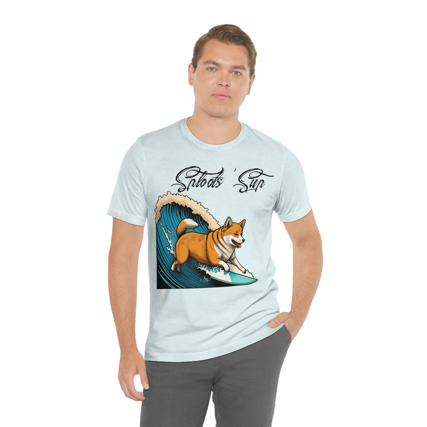 Sploots 'Sup Surfin' Shiba Inu | Black Ink | Short Sleeve Tee