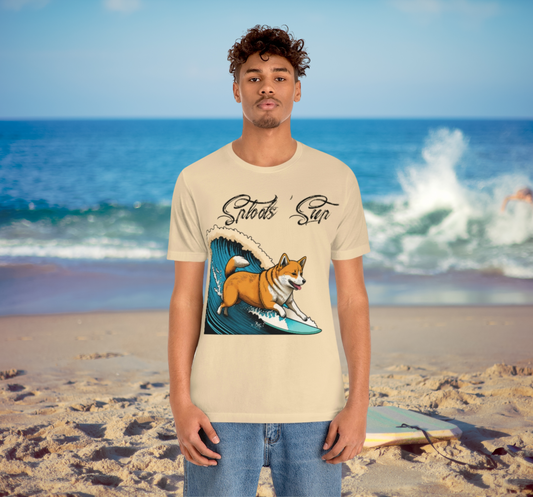 Sploots 'Sup Surfin' Shiba Inu | Black Ink | Short Sleeve Tee